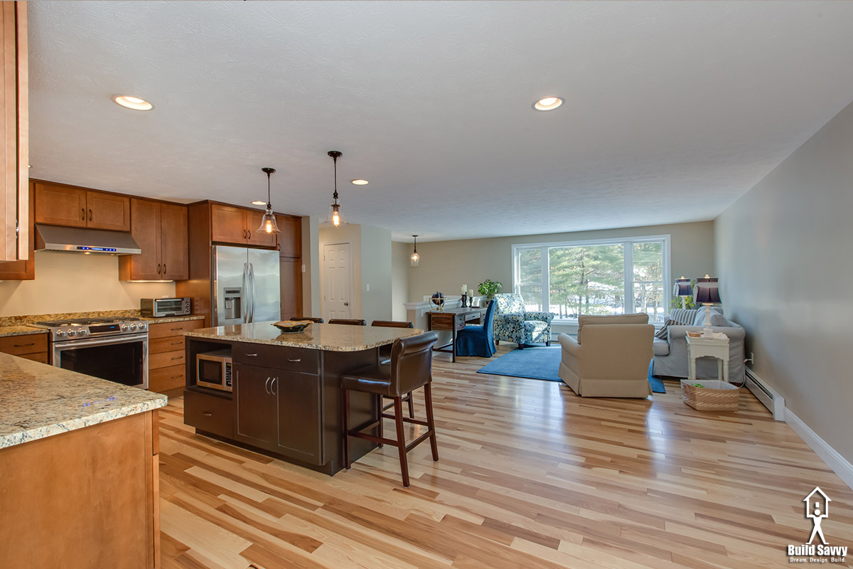 Kitchen remodel with dark wood island