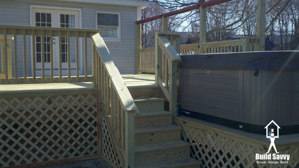 Unfinished bare wood deck