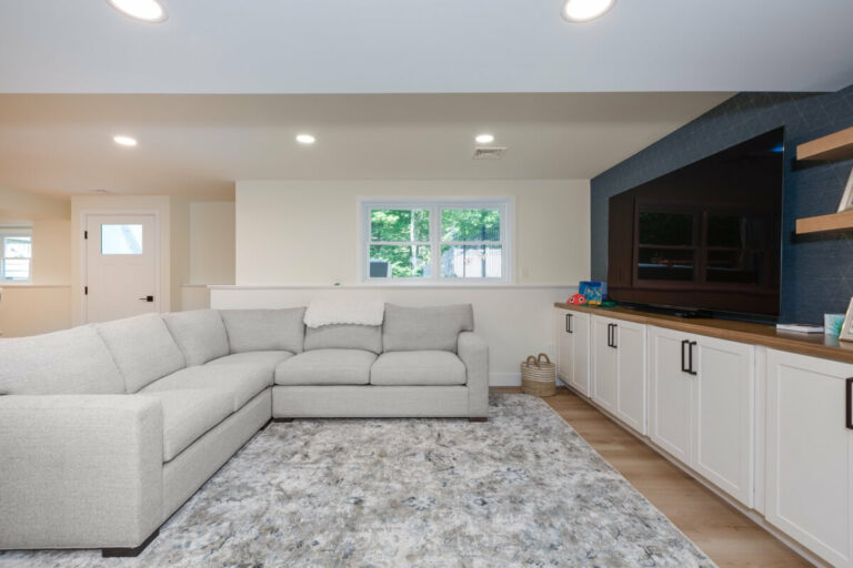 living area in bedford nh basement remodel